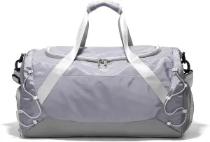 Gym Bag for Women Men Duffle Bag for Travel with Shoes Compartment and Wet Pocket Small Carry on Weekender Bags for Sports Overnight Fitness Yoga Dance Workout Swimming Hospital Tote (Grey)