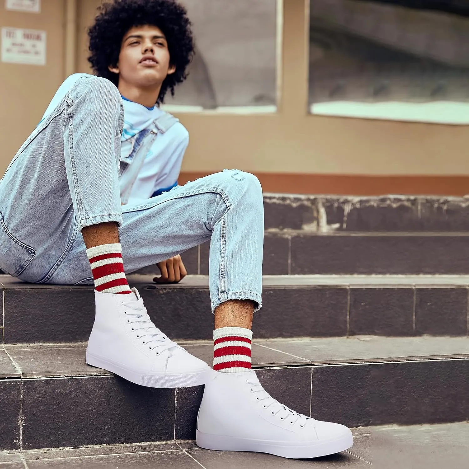 hash bubbie Unisex Canvas High top Sneakers Women's Classic Fashion High Tops Canvas Shoes Casual Tennis Shoes for Men