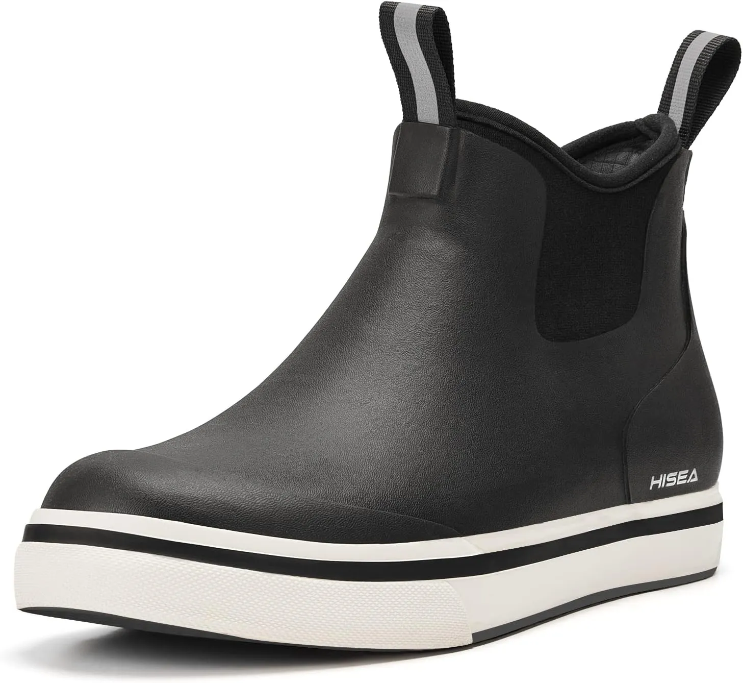 HISEA Men's Deck Boots Saltwater Fishing Booties Waterproof Ankle Rain Boots High Traction