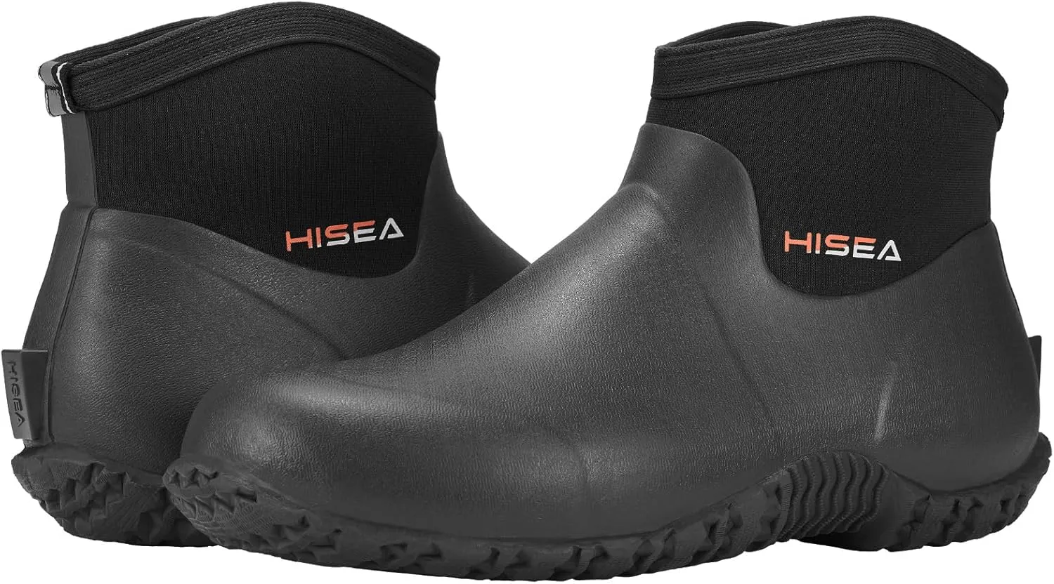 HISEA Men's Rain Boots, Ankle Height Garden Shoes Waterproof Insulated Rubber Neoprene Mud Boots Anti-Slip Outdoor Work Booties for Gardening Farming Camping Fishing and Yard Working