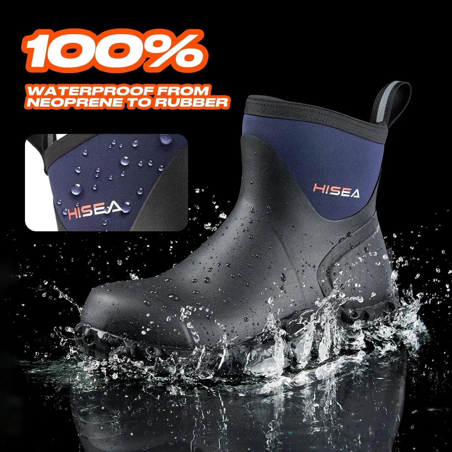 HISEA Men's Rubber Boots Ankle Rain Boots Waterproof Outdoor Mud Bootie for Lawn and Garden