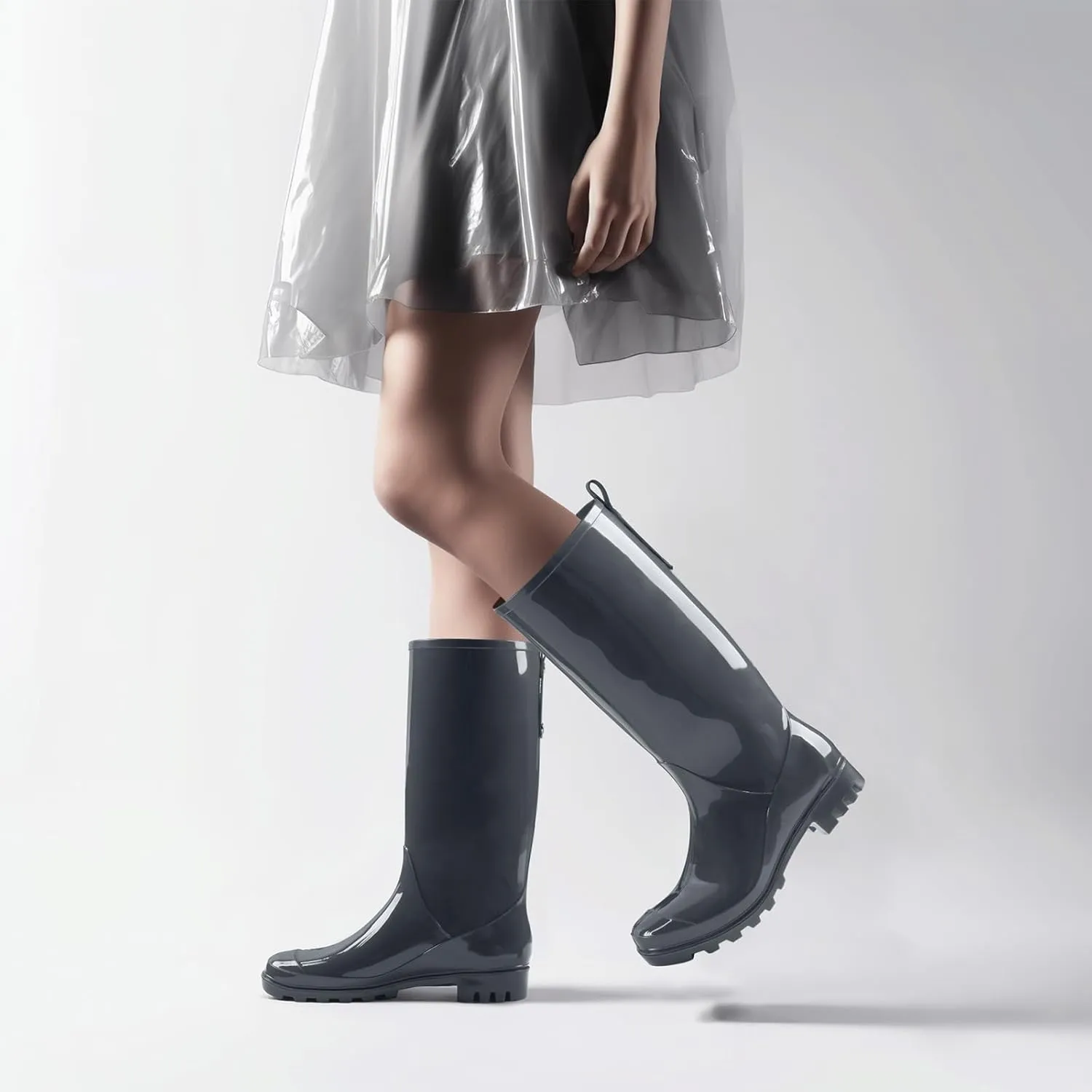 HISEA Rain Boots for Women Waterproof Garden Boots, Knee High Rain Shoes, Non Slip Seamless Welly