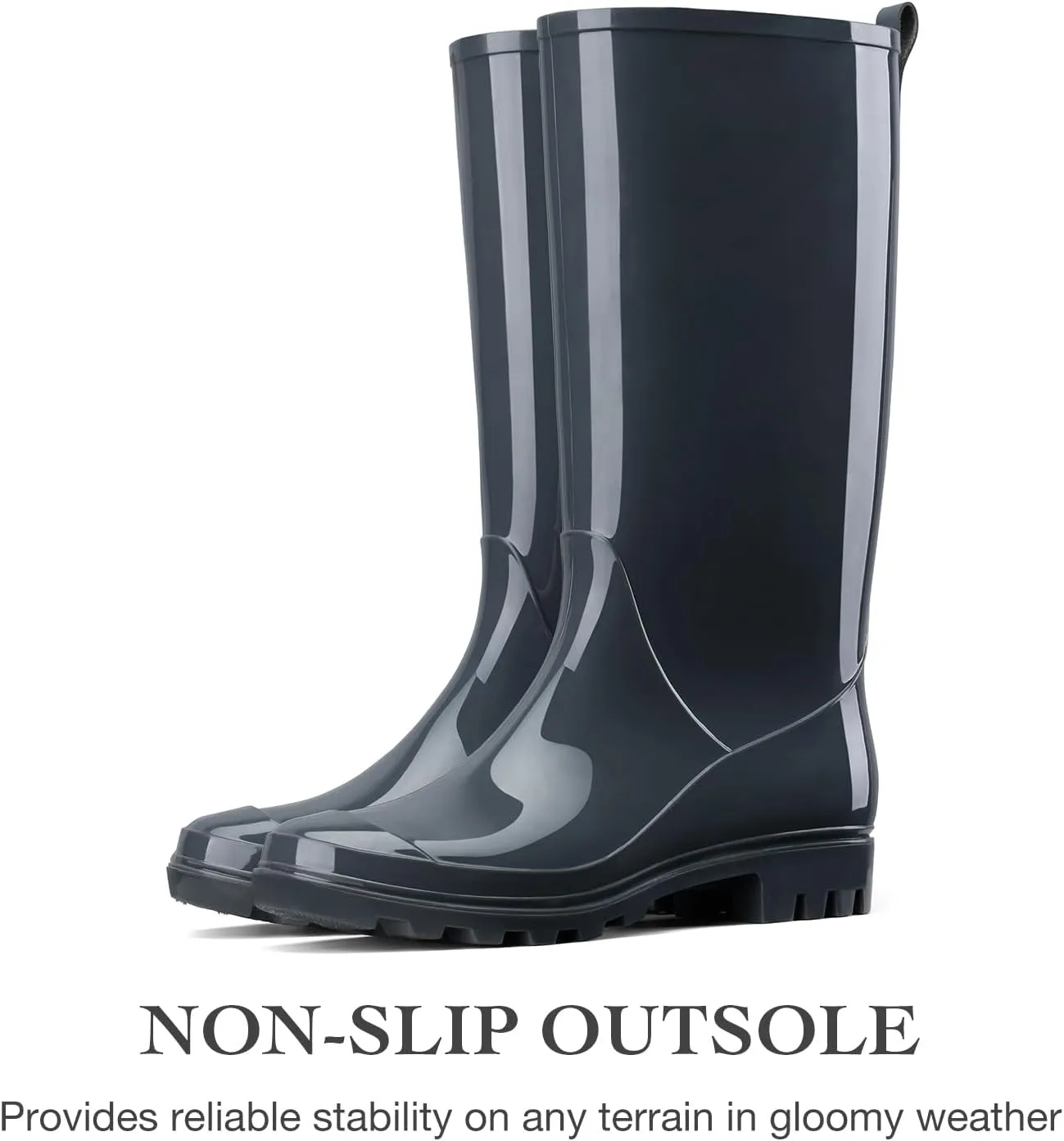 HISEA Rain Boots for Women Waterproof Garden Boots, Knee High Rain Shoes, Non Slip Seamless Welly