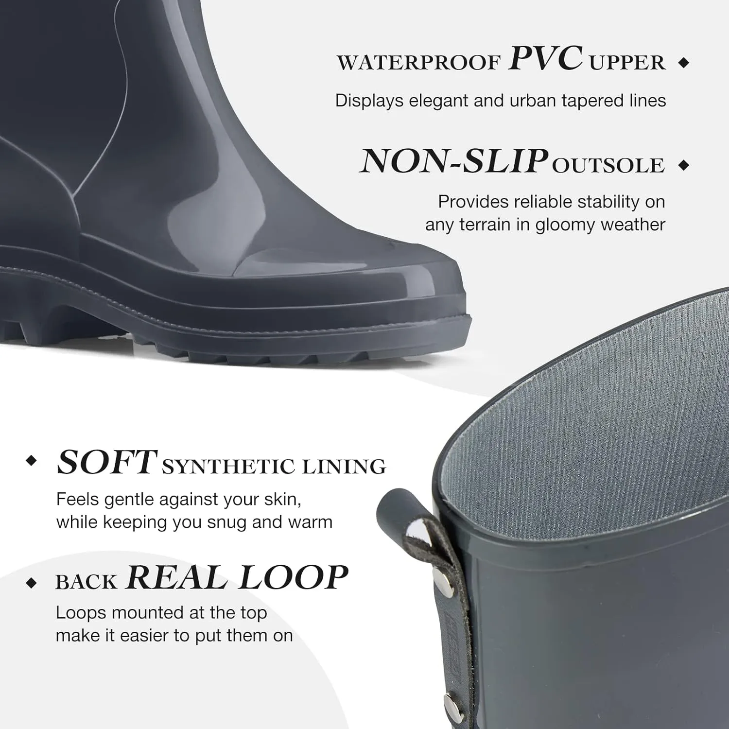 HISEA Rain Boots for Women Waterproof Garden Boots, Knee High Rain Shoes, Non Slip Seamless Welly
