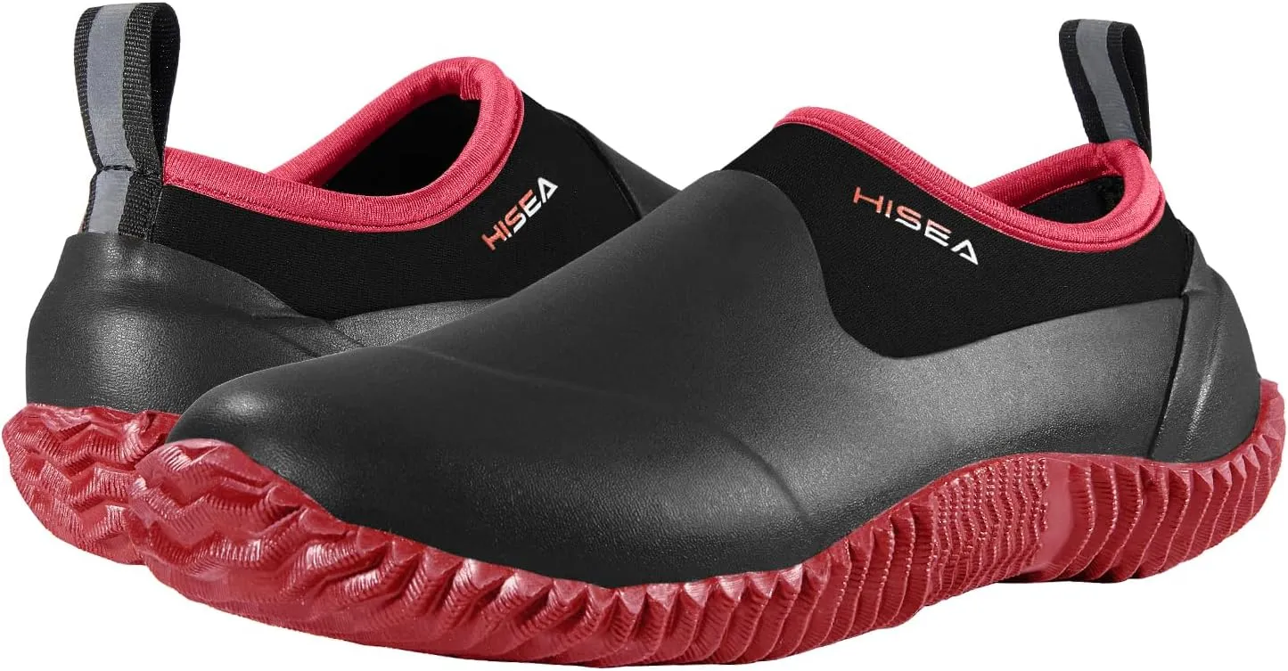 HISEA Unisex Waterproof Garden Shoes, Men's Rubber Rain Boots Women's Ankle Rain Shoes Neoprene Camp Booties Outdoor Slip-On Rain Footwear for Gardening, Farming, Camping, Car Wash, Lawn Care and Yard Work