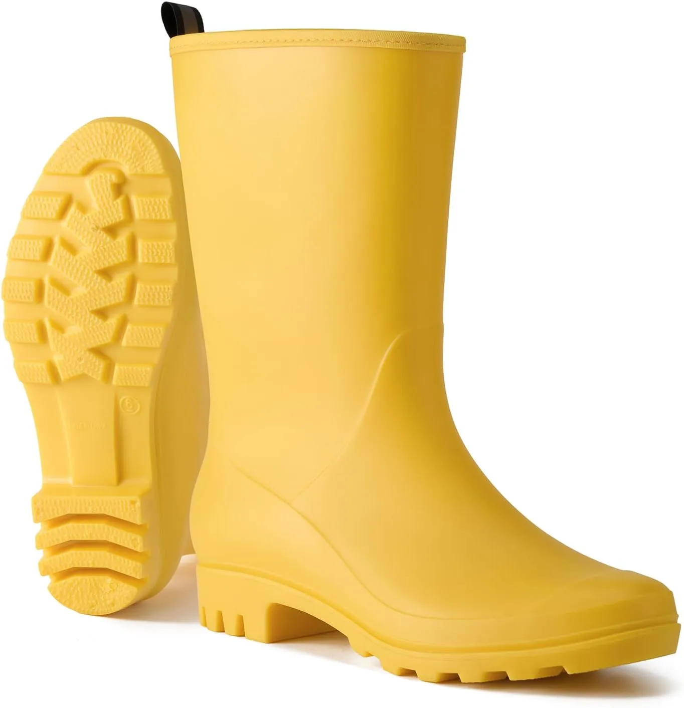 HISEA Women Rubber Boots Wide Calf Rain Boots Matte Surface Waterproof PVC Rubber Rain Boot Mid Height Rain Shoes for Outdoor Gardening Work Walking