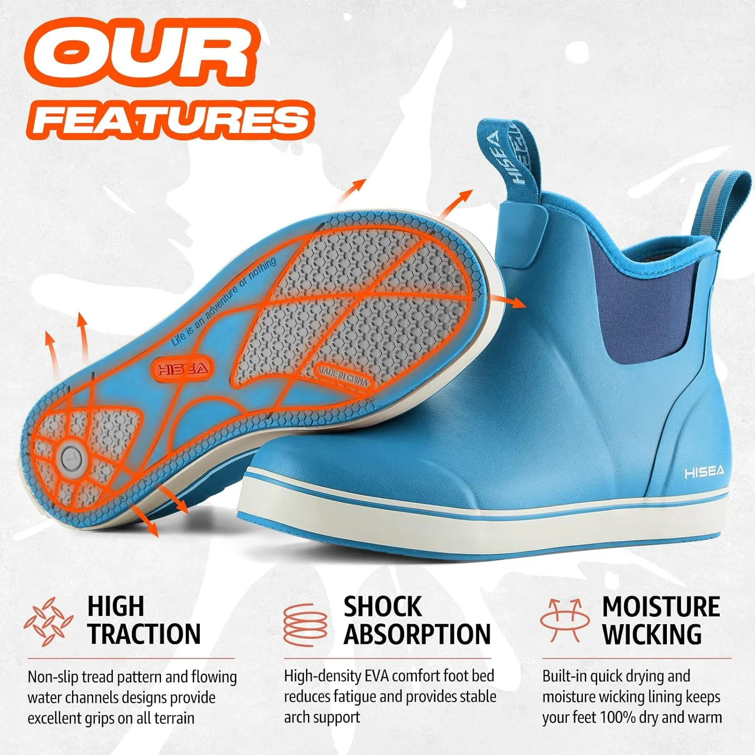 HISEA Women's Ankle Rain Boots, Rubber Fishing Deck Boots, Garden Boots for Women Waterproof