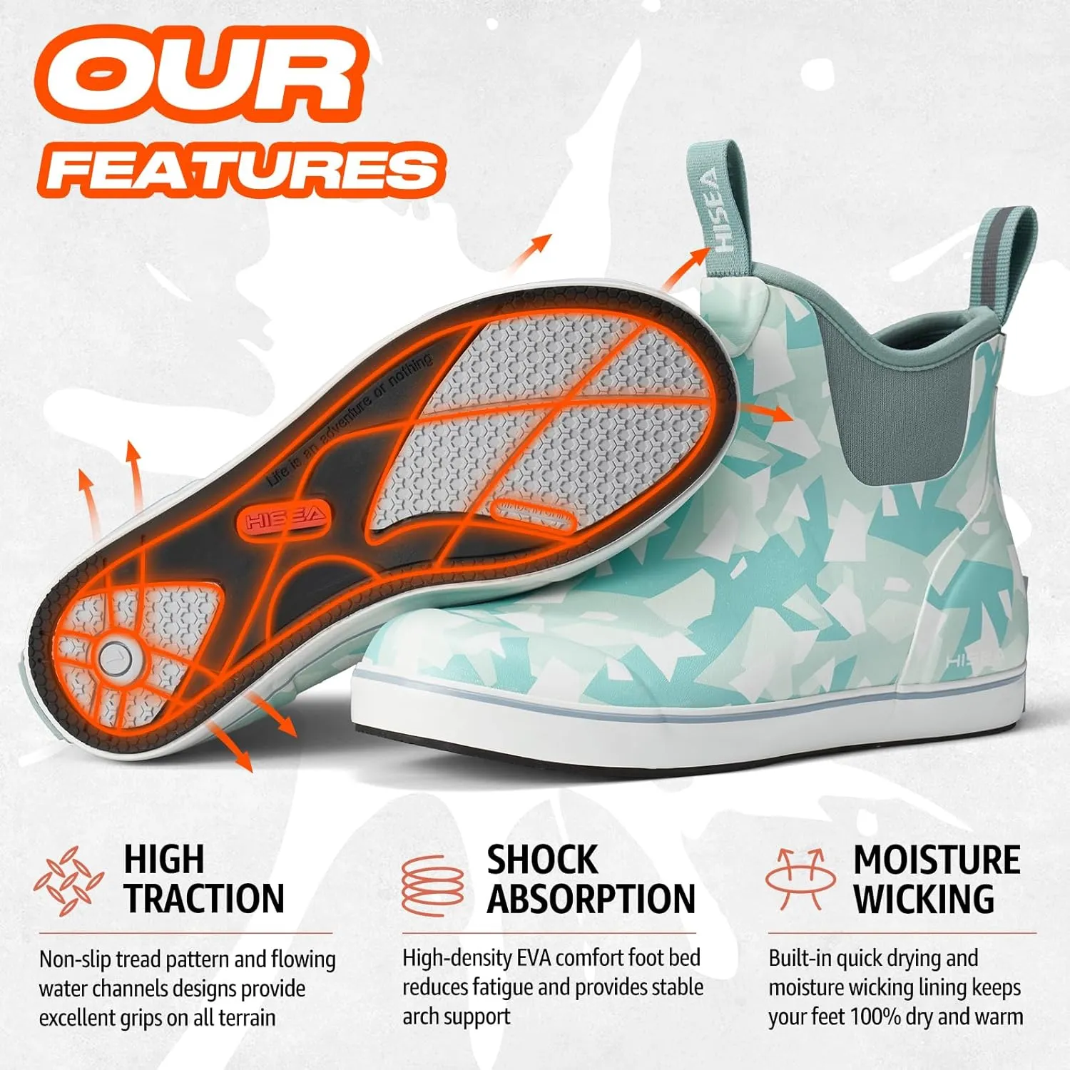HISEA Women's Ankle Rain Boots, Rubber Fishing Deck Boots, Garden Boots for Women Waterproof