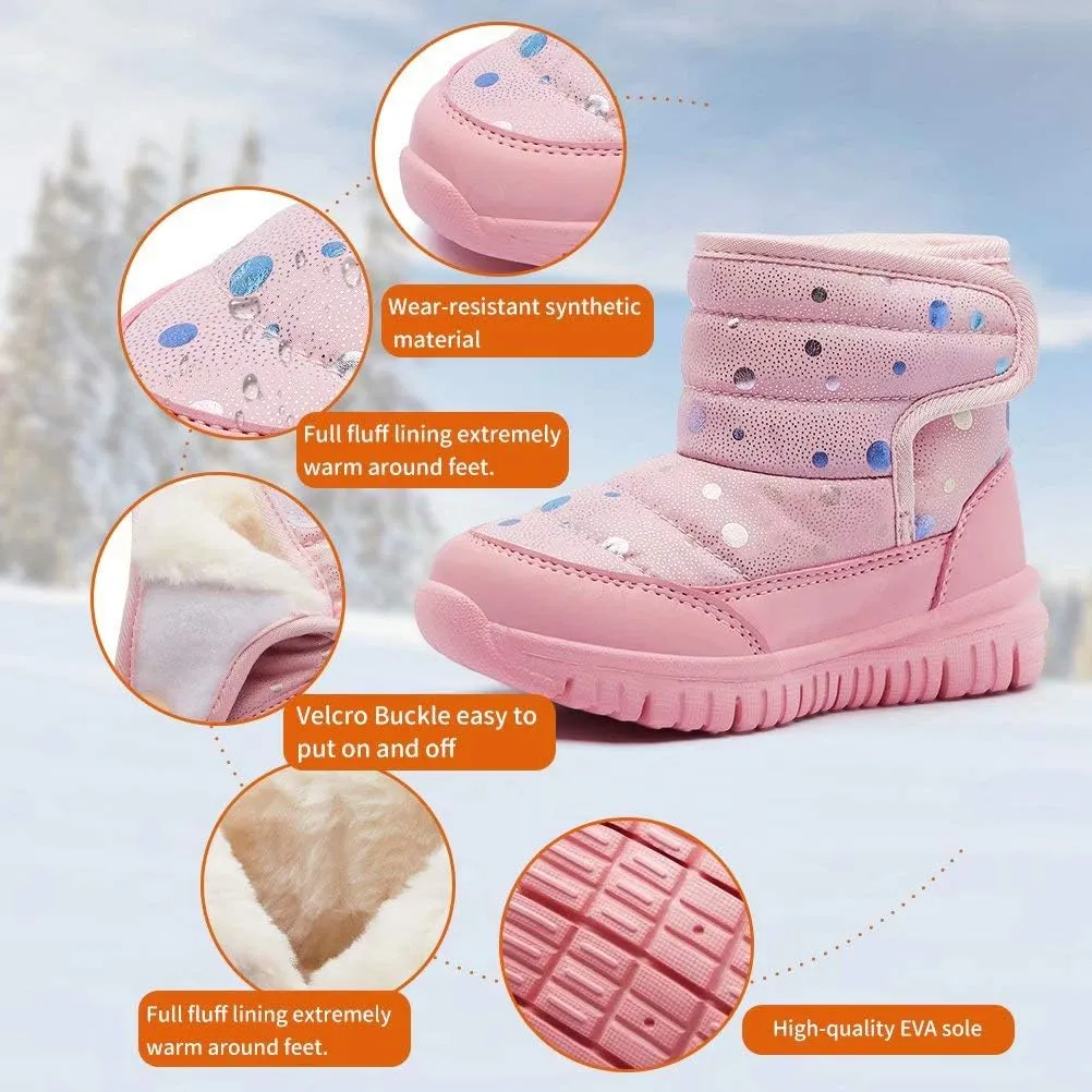 HOBIBEAR Boys Girls Toddler Snow Boots Waterproof Slip Resistant Outdoor Winter Shoes(Toddler/Little Kids/Big Kids)