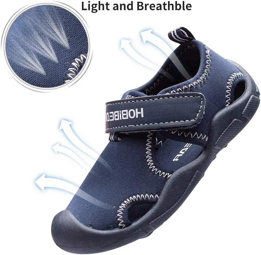 HOBIBEAR Boys Girls Water Shoes Quick Dry Closed-Toe Aquatic Sport Sandals Toddler/Little Kid