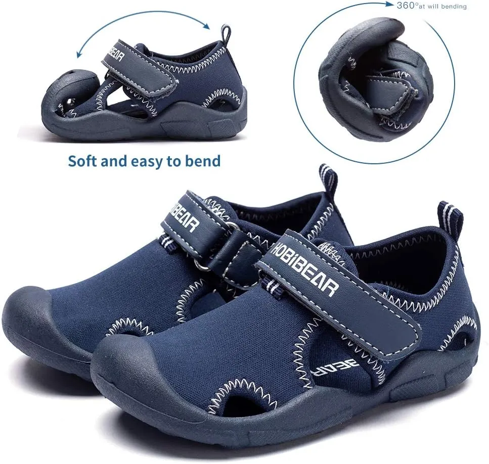 HOBIBEAR Boys Girls Water Shoes Quick Dry Closed-Toe Aquatic Sport Sandals Toddler/Little Kid