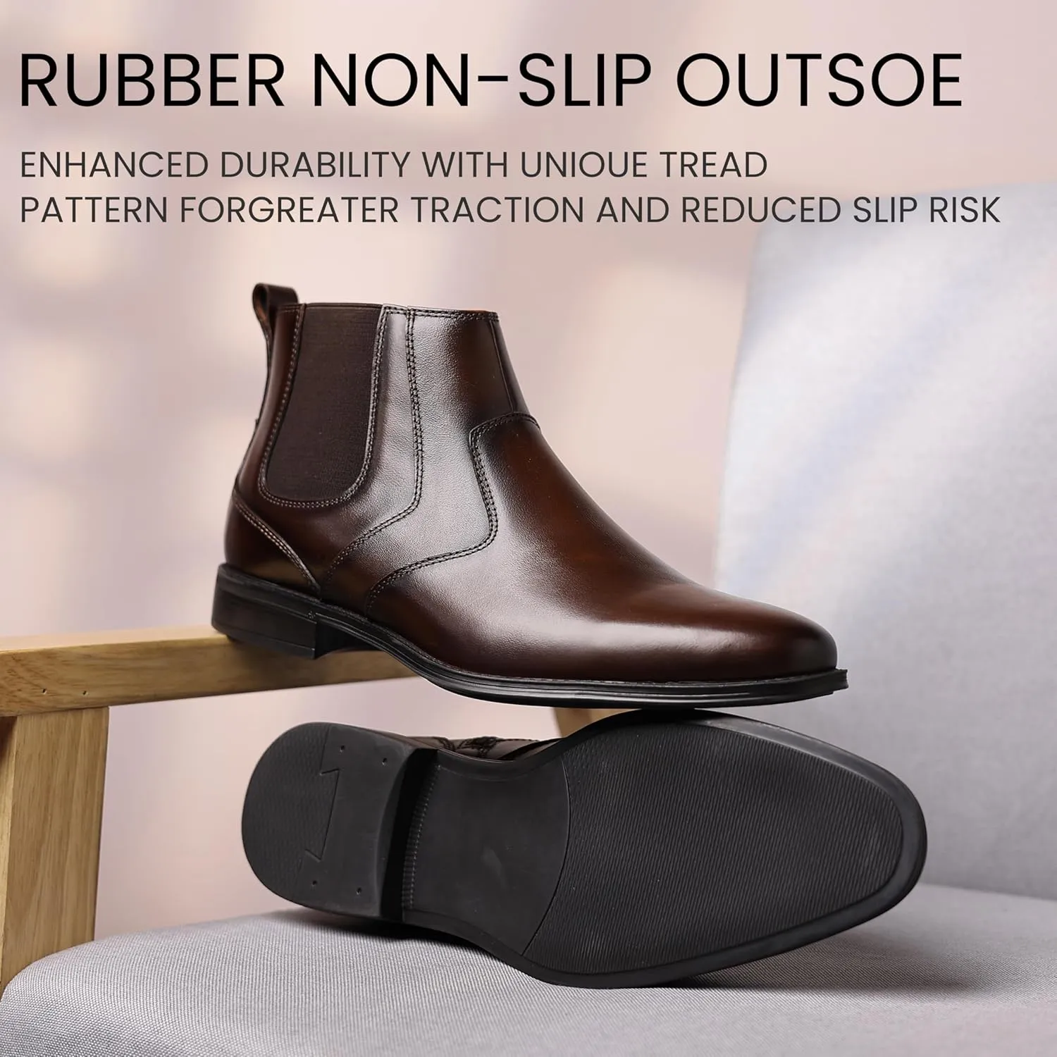 Holy dove Chelsea Boots Men – Genuine Leather,Chelsea Boots for Men with Side Zipper, Casual Slip-On Ankle Boots, Chukka & Oxford Style Dress Boots