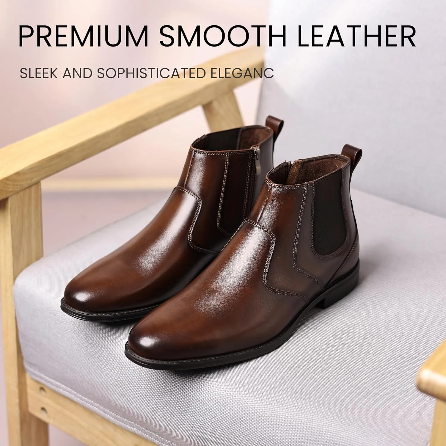 Holy dove Chelsea Boots Men – Genuine Leather,Chelsea Boots for Men with Side Zipper, Casual Slip-On Ankle Boots, Chukka & Oxford Style Dress Boots