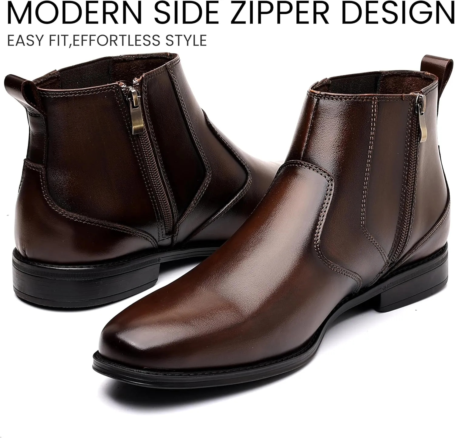 Holy dove Chelsea Boots Men – Genuine Leather,Chelsea Boots for Men with Side Zipper, Casual Slip-On Ankle Boots, Chukka & Oxford Style Dress Boots