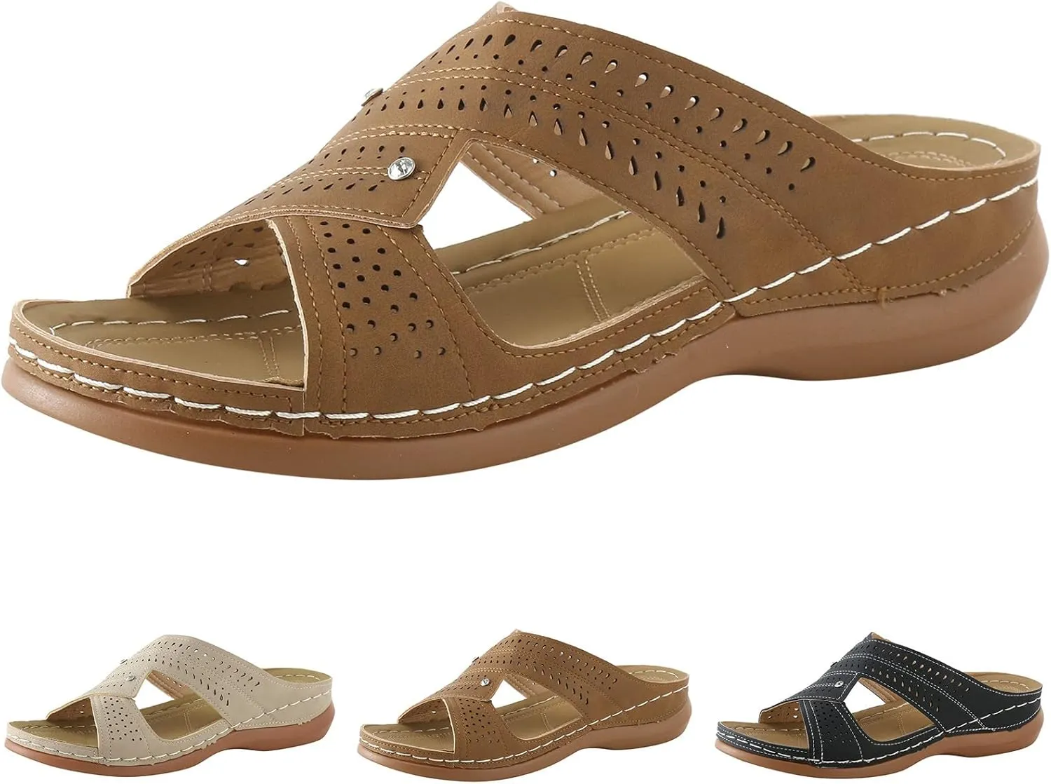 House Shoes with Arch Support for Women Womens Orthopedic Sandals 9 Black Strappy Sandals Wedge Heel Sandals Plantar Fasciitis Dress Shoes Women Sandals for Older Women Comfortable