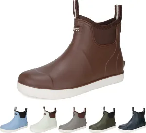 HSBDNZQ Men's Deck Boots, Deck Shoes Waterproof Rain Boots, Saltwater Rubber Ankle Boots, Non-Slip Garden Fishing Shoes for Boating Camping Sailing