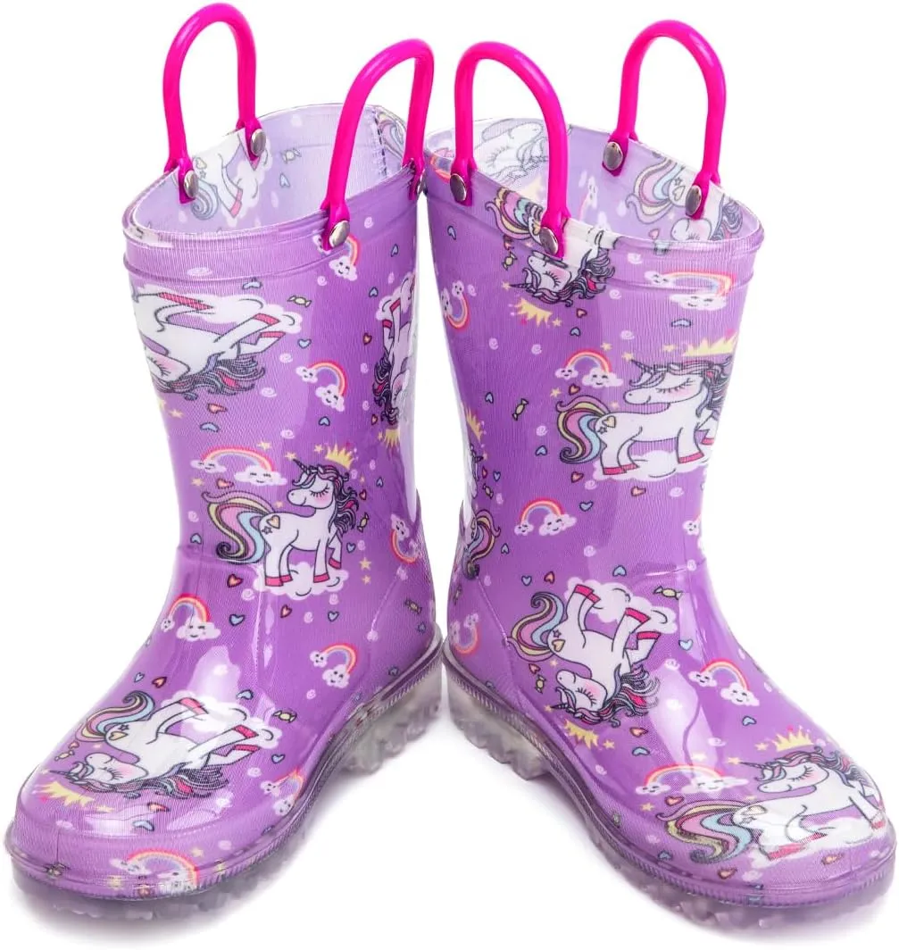 HugRain Light Up Rain Boots for Little Kids