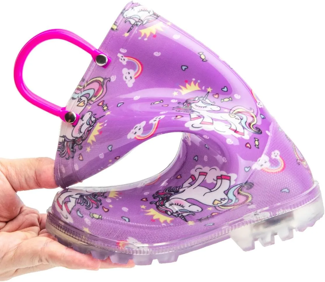 HugRain Light Up Rain Boots for Little Kids