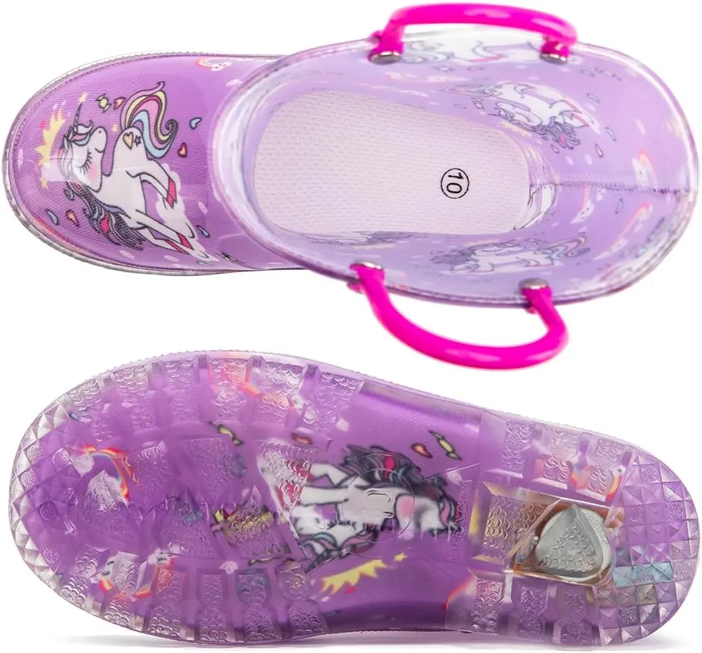 HugRain Light Up Rain Boots for Little Kids