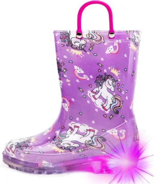 HugRain Light Up Rain Boots for Little Kids