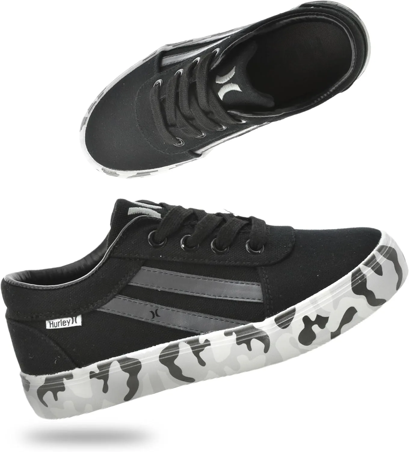 Hurley Boardy Kids Lace Up Canvas Sneakers – Low Cut Skateboarding Shoes for Kids, Sports Shoes for Boys and Girls