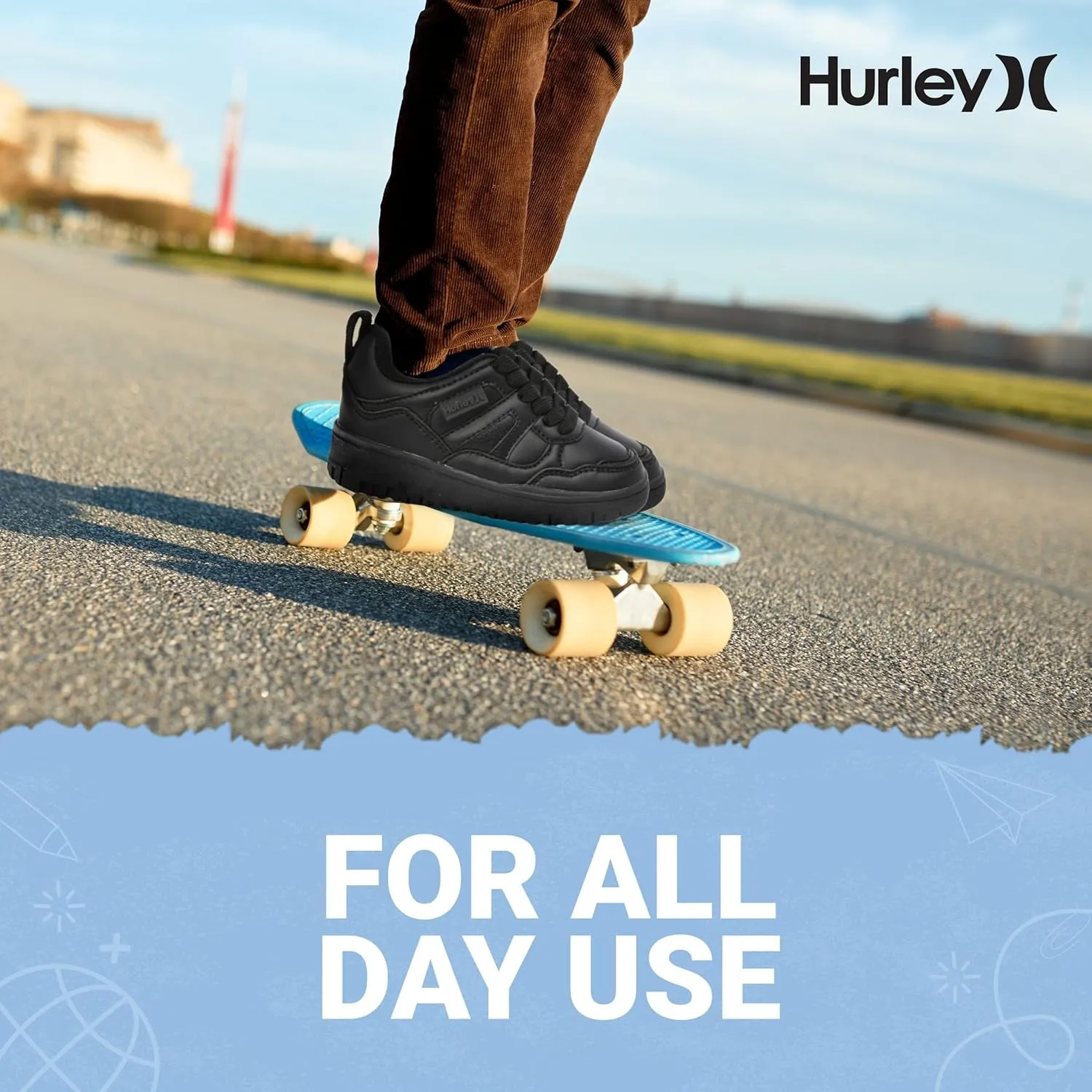 Hurley Kids' Jason Low Cut Sneakers, Lace Up Sneaker Shoes for Kids, Sports Shoes for Boys and Girls, Padded Sneakers with Durable Outsoles, Basketball Shoes for Kids