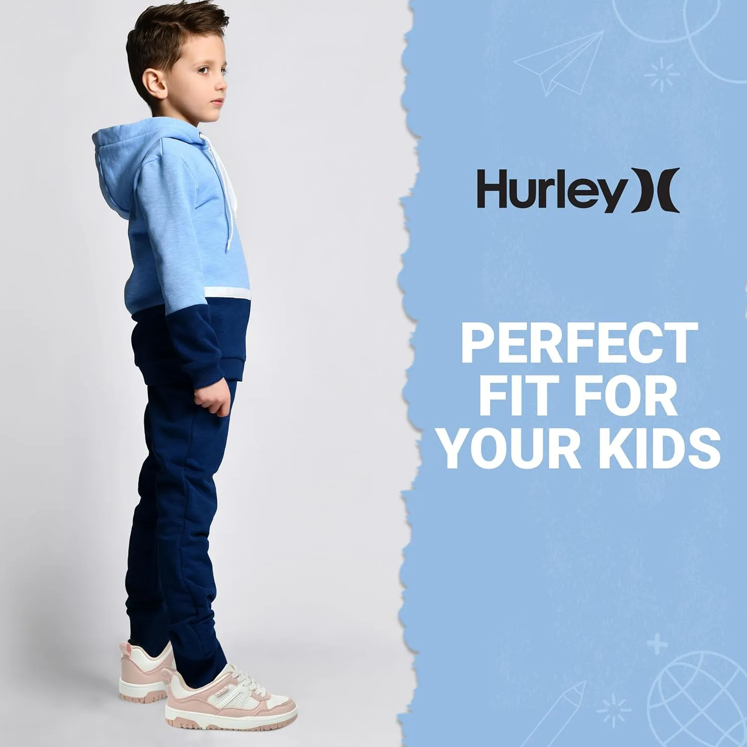 Hurley Kids' Jason Low Cut Sneakers, Lace Up Sneaker Shoes for Kids, Sports Shoes for Boys and Girls, Padded Sneakers with Durable Outsoles, Basketball Shoes for Kids