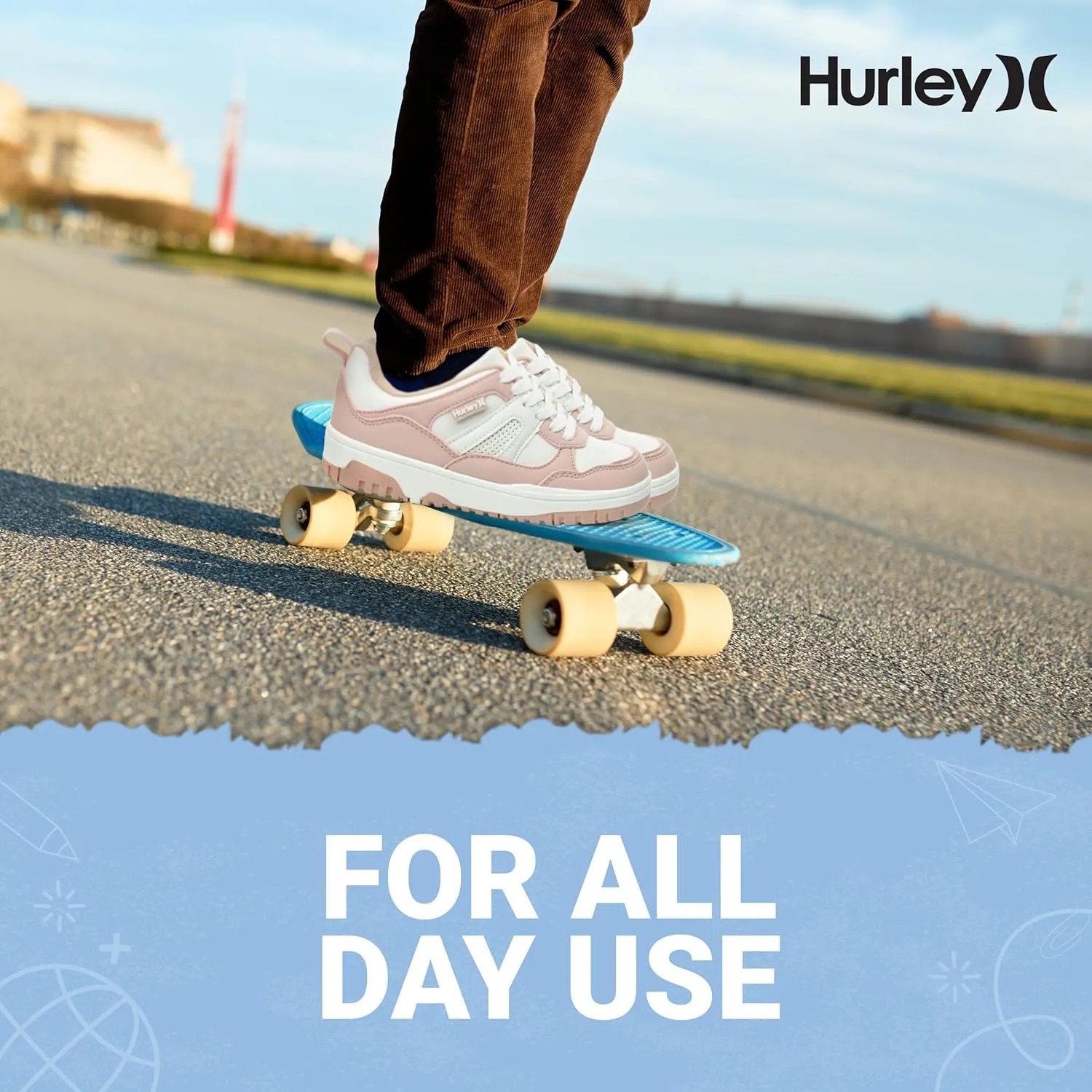 Hurley Kids' Jason Low Cut Sneakers, Lace Up Sneaker Shoes for Kids, Sports Shoes for Boys and Girls, Padded Sneakers with Durable Outsoles, Basketball Shoes for Kids