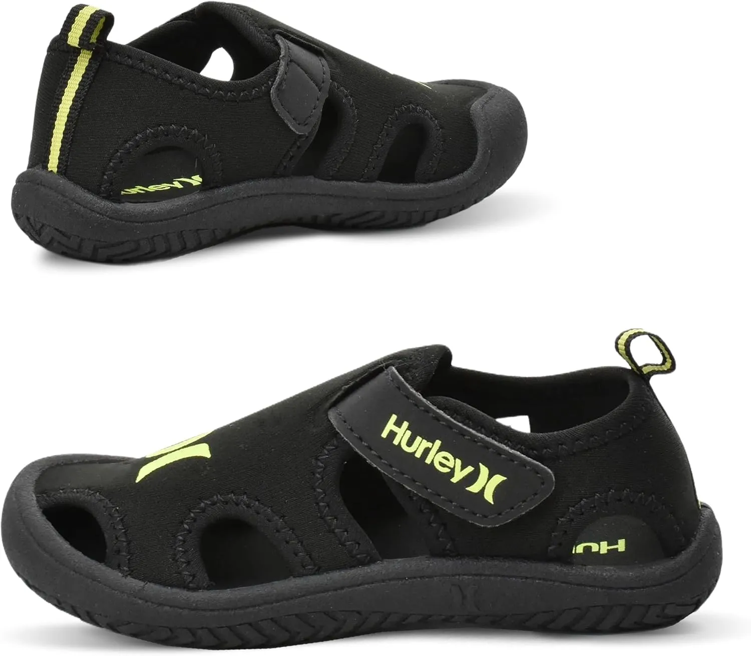 Hurley Kona Toddler Water Shoes - Beach Essentials, Girls and Boys Closed Toe Sandals, Lightweight, Breathable, Kids Water Shoes with Non-Slip Sole and Adjustable Straps, Outdoor Toddler Swim Shoes