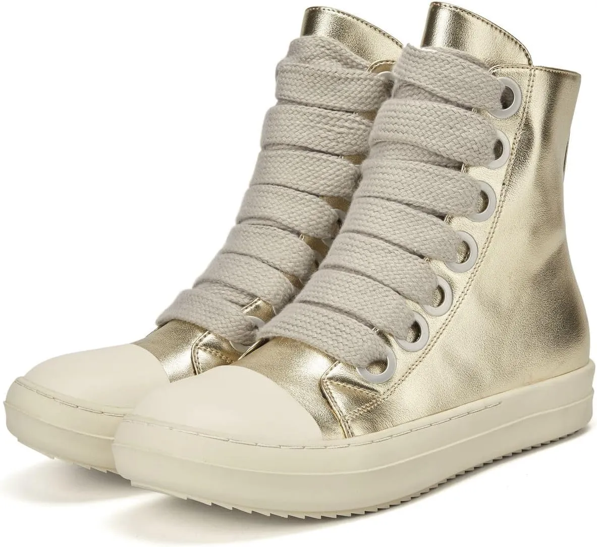 IMPREMEY Women's High Top Sneakers Lace Up PU Leather Shoes with Thick Soles and Zipper, Fashionable Walking Shoes