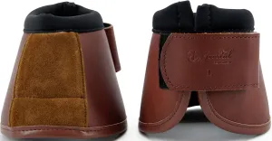 Jeereal No Turn Bell Boots Hoof Protection,Shock Absorbing, Water-Repellent,with Anti-Spin Fastening System |Neoprene,Waterproof Cloth,Genuine Leather (Coffee, Cob (Medium))