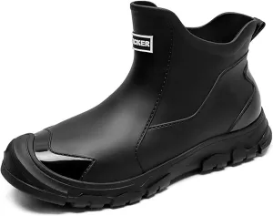 jessie Men's Waterproof Rubber Boots Ankle Rain Boots Mud Booties for Trekking Gardening Farming Camping Fishing Comfortable Sports and Chore Work
