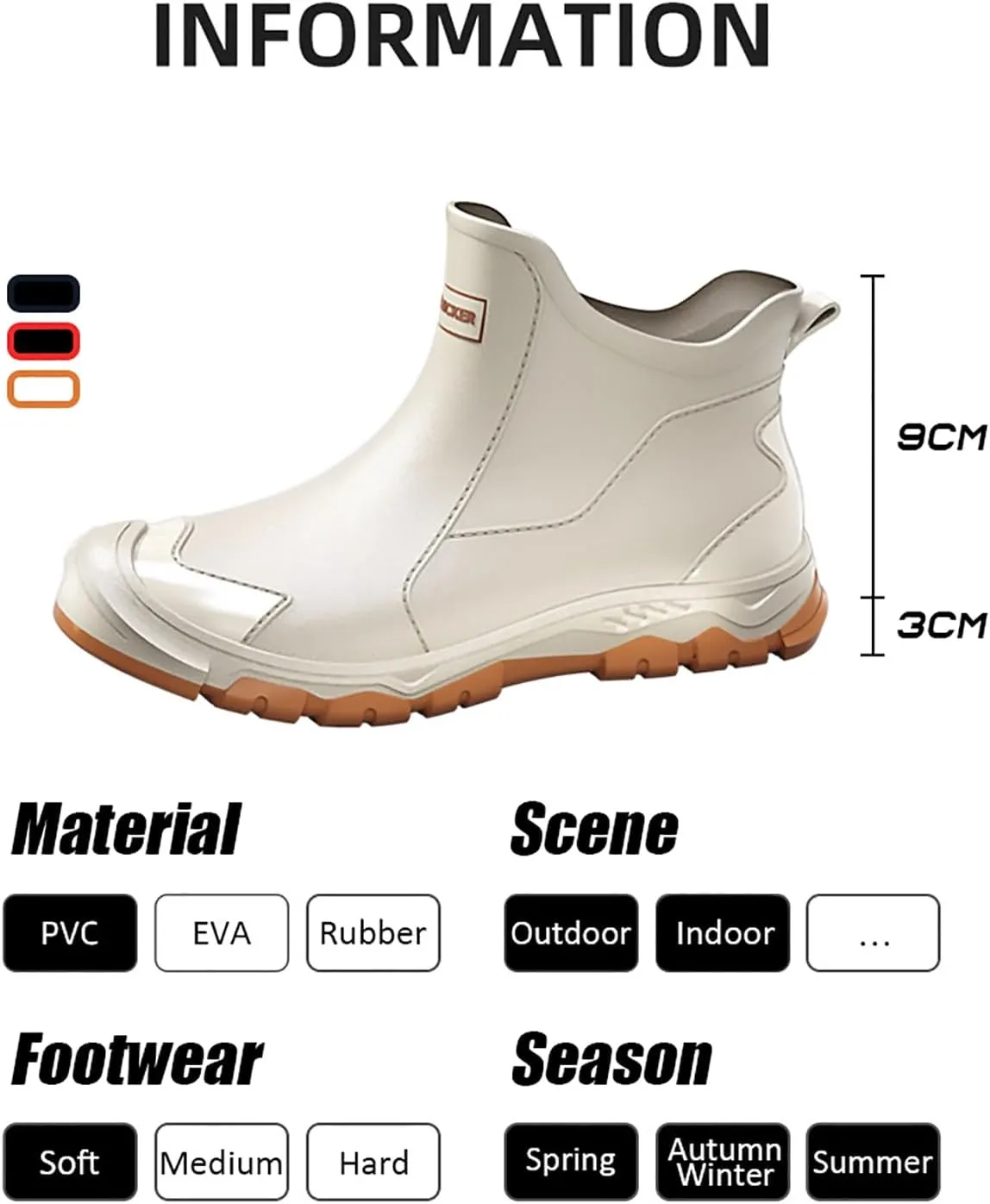 jessie Men's Waterproof Rubber Boots Ankle Rain Boots Mud Booties for Trekking Gardening Farming Camping Fishing Comfortable Sports and Chore Work