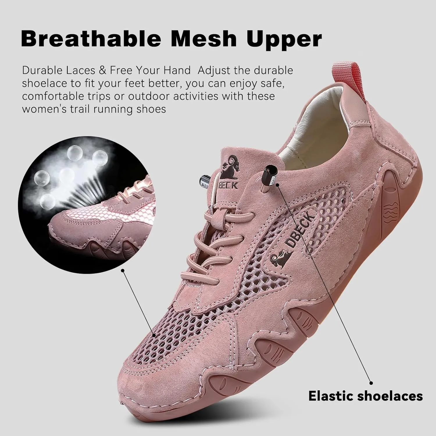 JishinGal Women Outdoor Mesh Trail Shoes for Hiking & Walking Women's Summer Sports Shoes Breathable Mesh Non-Slip Lightweight Casual Sneakers