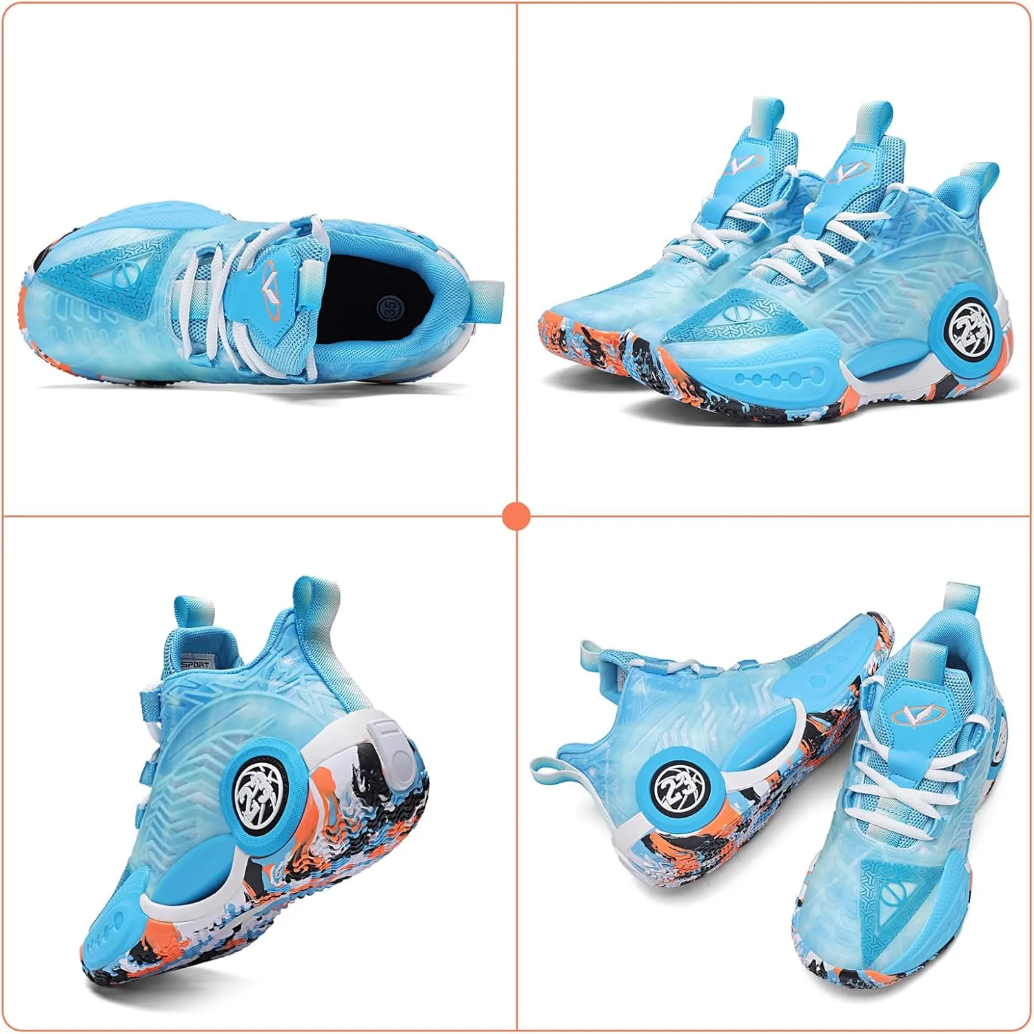 JMFCHI Kids Basketball Shoes High-top Sports Shoes Sneakers Durable Lace-up Non-Slip Running Shoes Secure for Little Kids Big Kids and Boys Girls