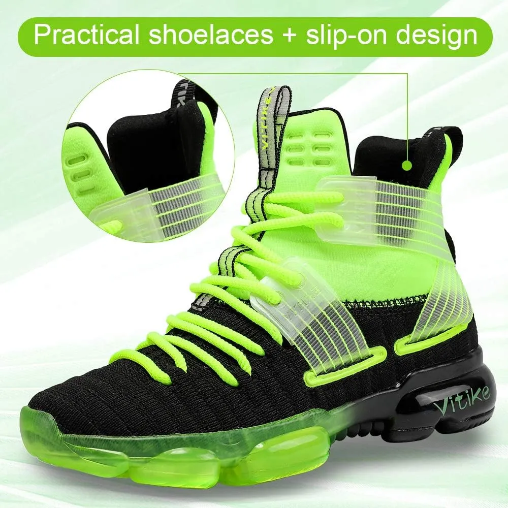 JMFCHI Kids Basketball Shoes High-top Sports Shoes Sneakers Durable Lace-up Non-Slip Running Shoes Secure for Little Kids Big Kids and Boys Girls