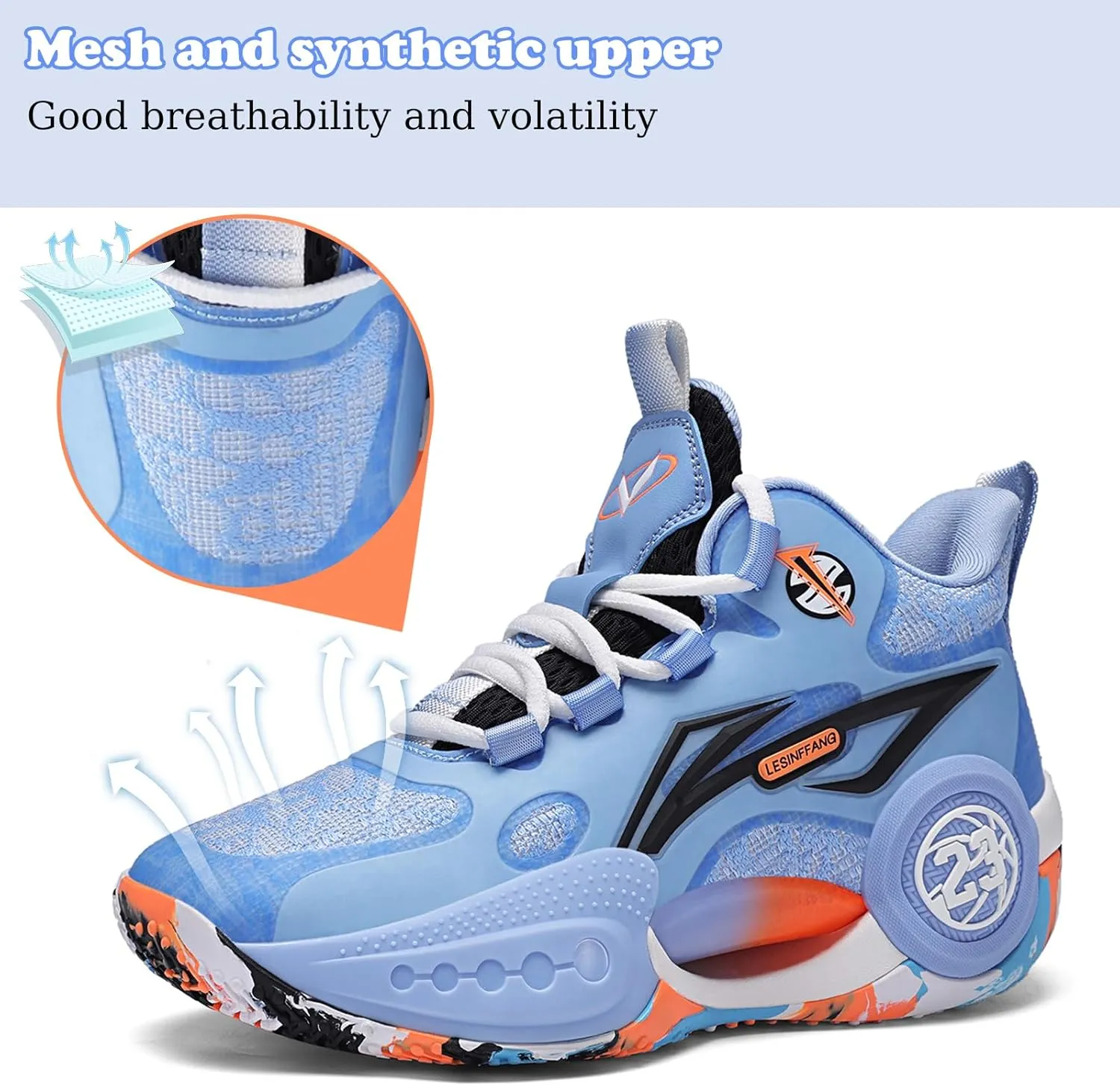 JMFCHI Kids Basketball Shoes High-top Sports Shoes Sneakers Durable Lace-up Non-Slip Running Shoes Secure for Little Kids Big Kids and Boys Girls