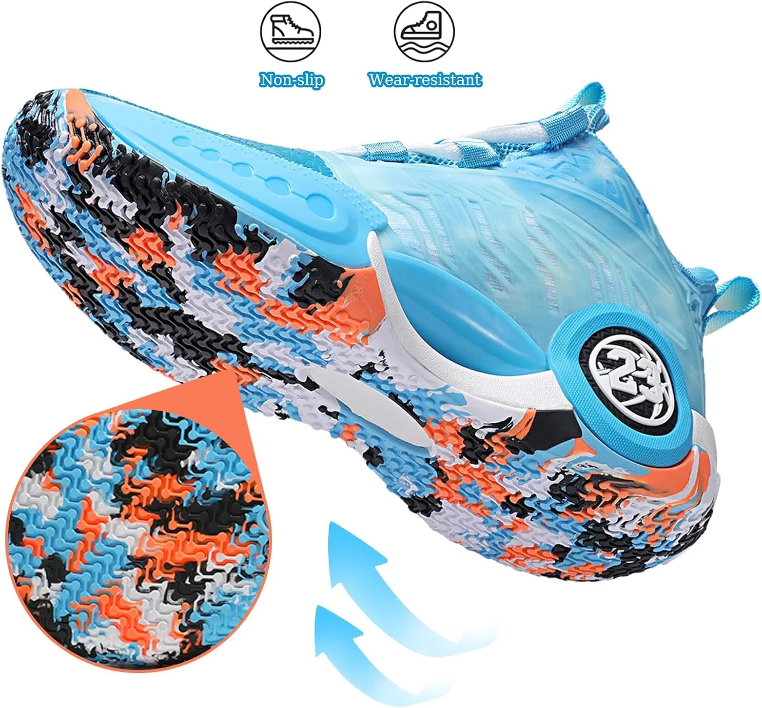 JMFCHI Kids Basketball Shoes High-top Sports Shoes Sneakers Durable Lace-up Non-Slip Running Shoes Secure for Little Kids Big Kids and Boys Girls