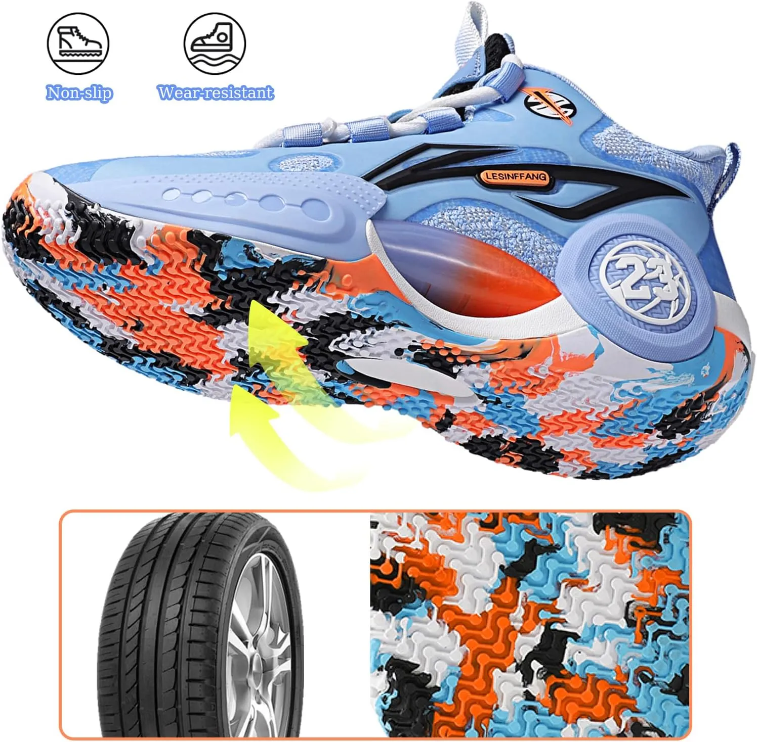 JMFCHI Kids Basketball Shoes High-top Sports Shoes Sneakers Durable Lace-up Non-Slip Running Shoes Secure for Little Kids Big Kids and Boys Girls