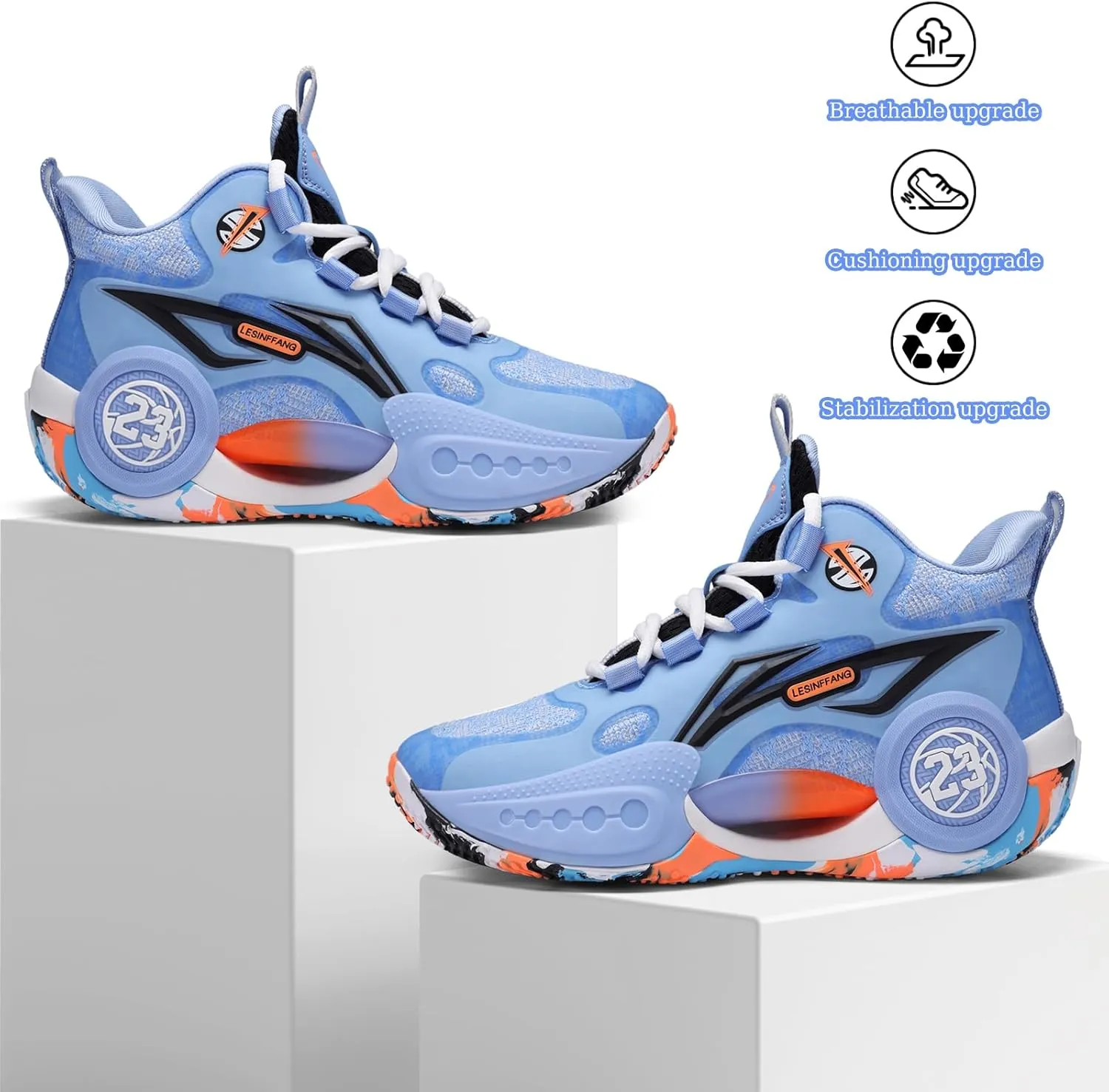 JMFCHI Kids Basketball Shoes High-top Sports Shoes Sneakers Durable Lace-up Non-Slip Running Shoes Secure for Little Kids Big Kids and Boys Girls