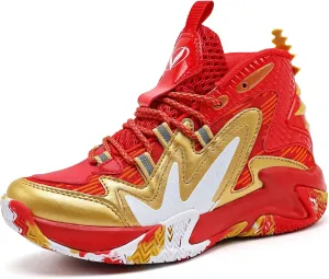 JMFCHI Kids Basketball Shoes High-top Sports Shoes Sneakers Durable Lace-up Non-Slip Running Shoes Secure for Little Kids Big Kids and Boys Girls