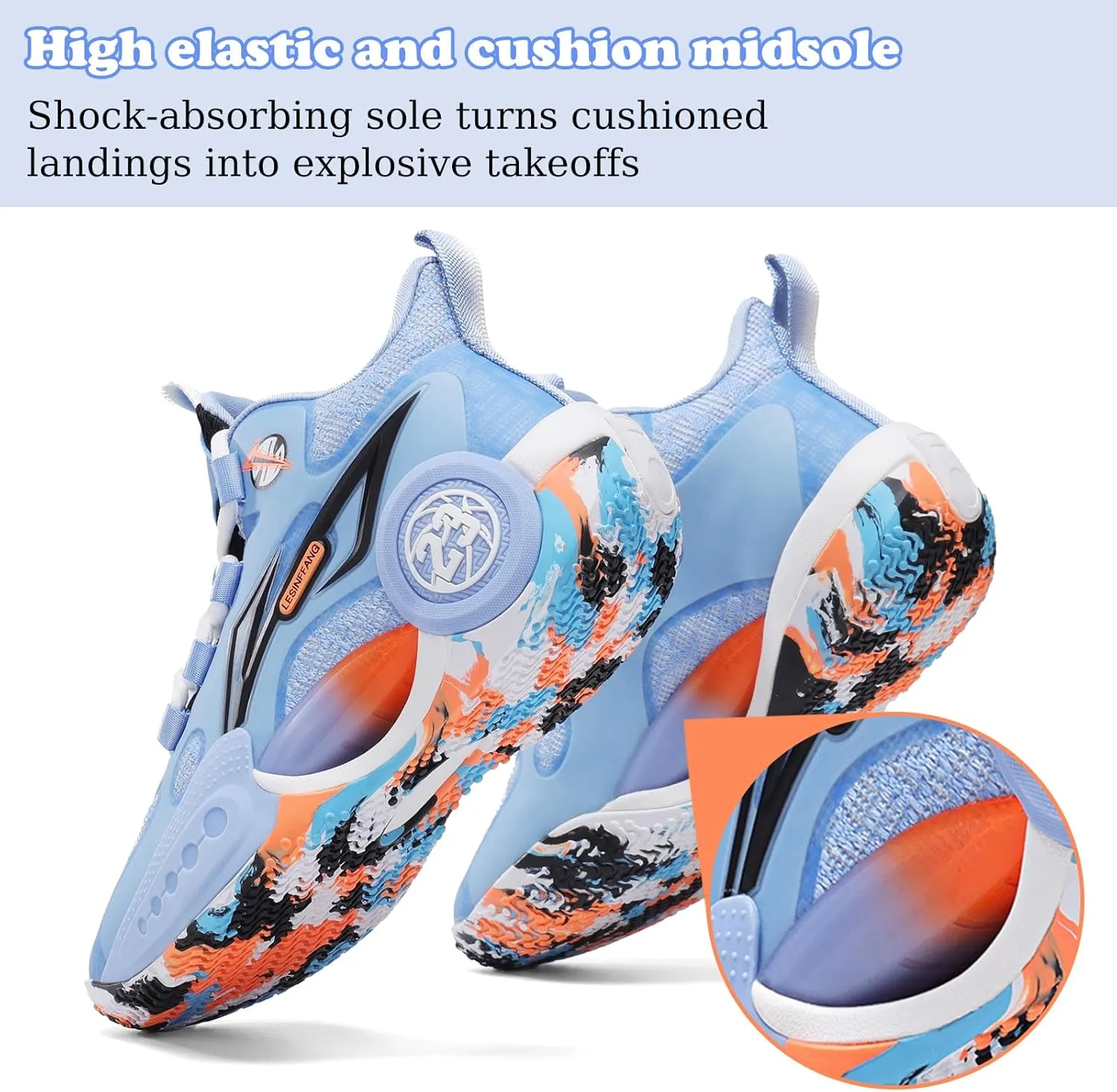 JMFCHI Kids Basketball Shoes High-top Sports Shoes Sneakers Durable Lace-up Non-Slip Running Shoes Secure for Little Kids Big Kids and Boys Girls