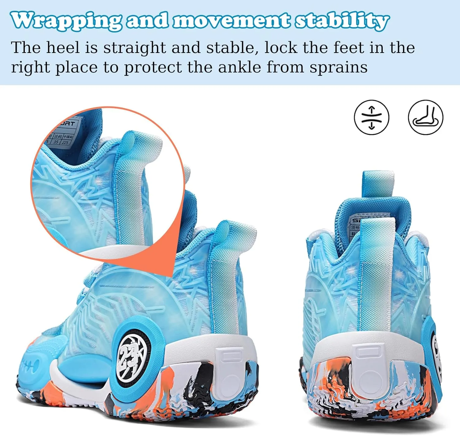 JMFCHI Kids Basketball Shoes High-top Sports Shoes Sneakers Durable Lace-up Non-Slip Running Shoes Secure for Little Kids Big Kids and Boys Girls