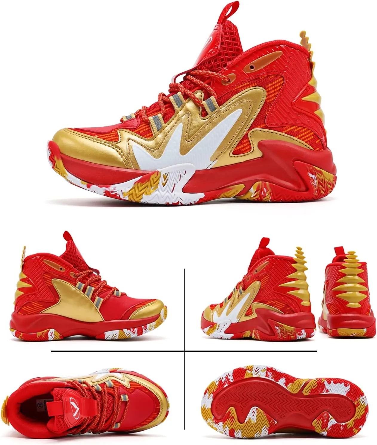 JMFCHI Kids Basketball Shoes High-top Sports Shoes Sneakers Durable Lace-up Non-Slip Running Shoes Secure for Little Kids Big Kids and Boys Girls