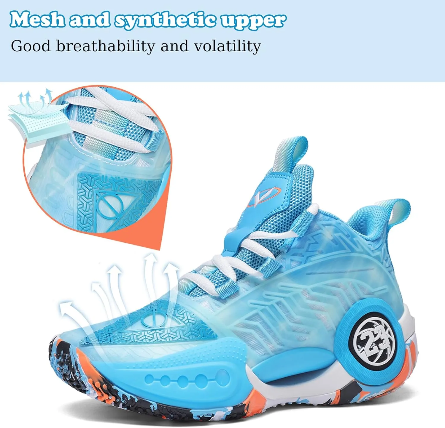 JMFCHI Kids Basketball Shoes High-top Sports Shoes Sneakers Durable Lace-up Non-Slip Running Shoes Secure for Little Kids Big Kids and Boys Girls