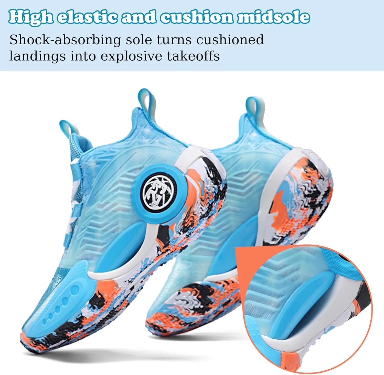 JMFCHI Kids Basketball Shoes High-top Sports Shoes Sneakers Durable Lace-up Non-Slip Running Shoes Secure for Little Kids Big Kids and Boys Girls