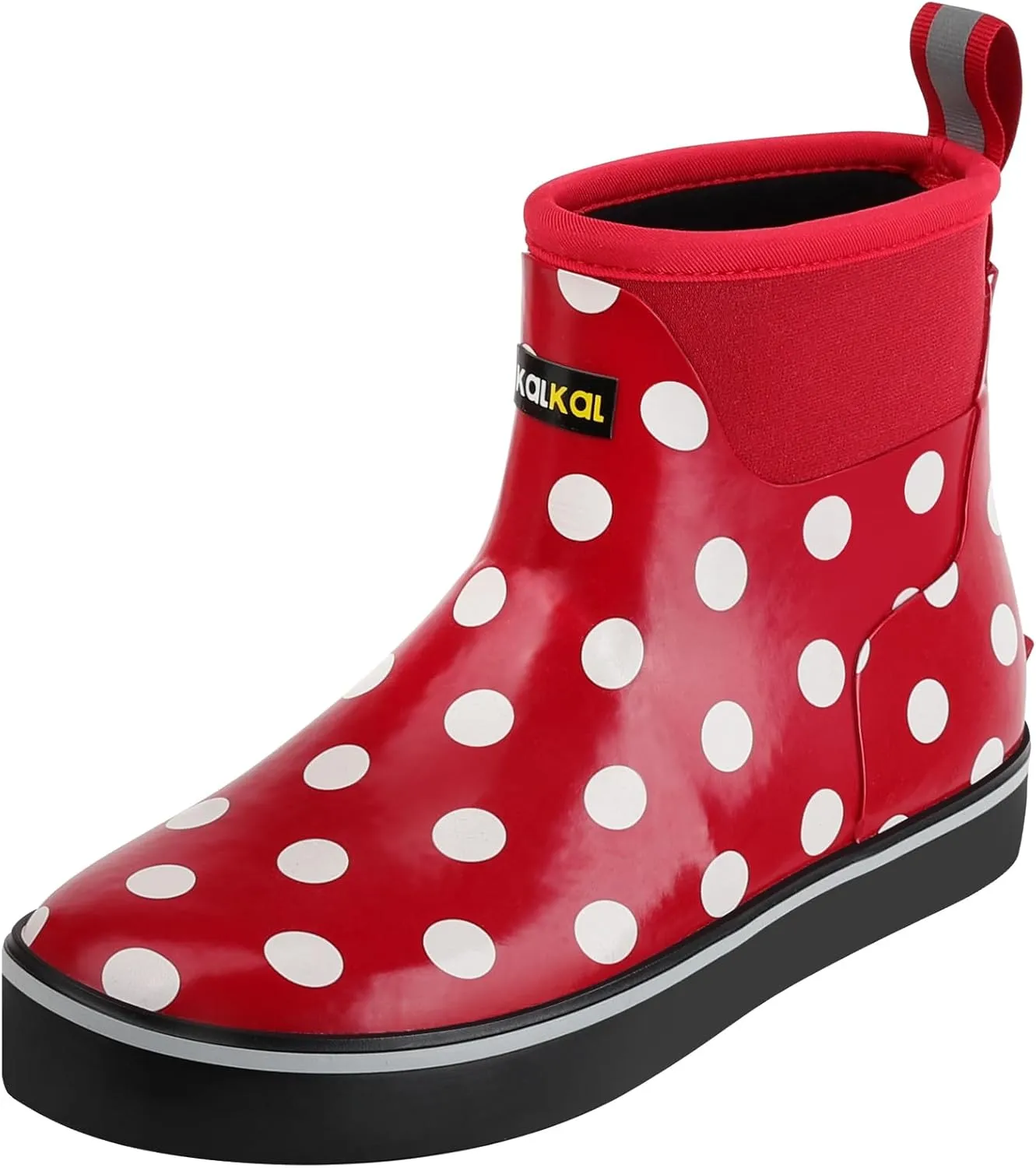 Kalkal Womens Rain Boots Ankle Waterproof Deck Boots, Anti-Slip Girl Boots for Fishing Daily Working Farming