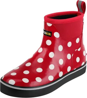 Kalkal Womens Rain Boots Ankle Waterproof Deck Boots, Anti-Slip Girl Boots for Fishing Daily Working Farming