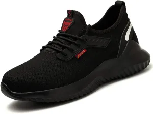 Kezhiho Steel Toe Work Shoes for Men Lightweight Comfortable Slip Resistant Puncture Proof Safety Shoes Breathable Indestructible Construction Industrial Sneakers