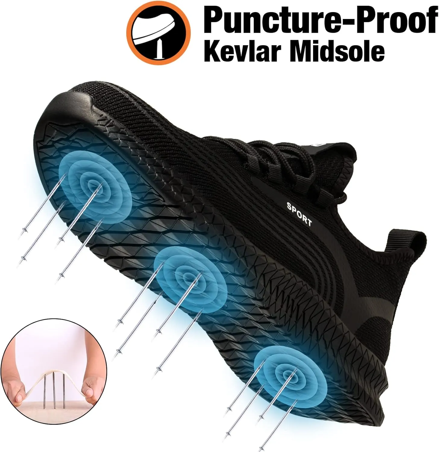 Kezhiho Steel Toe Work Shoes for Men Lightweight Comfortable Slip Resistant Puncture Proof Safety Shoes Breathable Indestructible Construction Industrial Sneakers